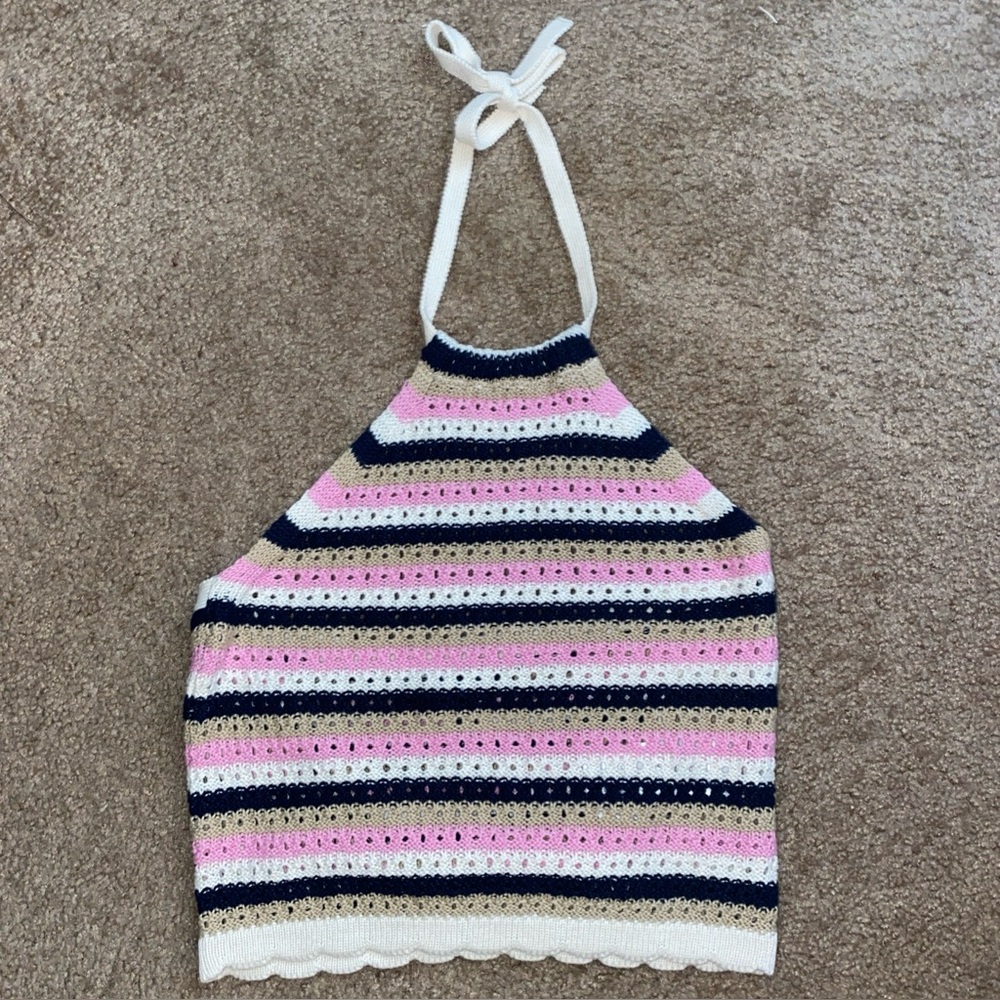 Vero Moda Womens Hatler Top Stripes Crème Pink Black Tan Stretchy